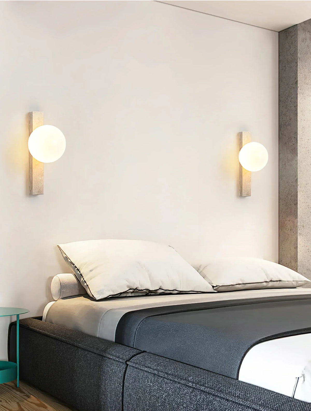 Vertical Travertine Ball Wall Sconce – Travertine detail 8