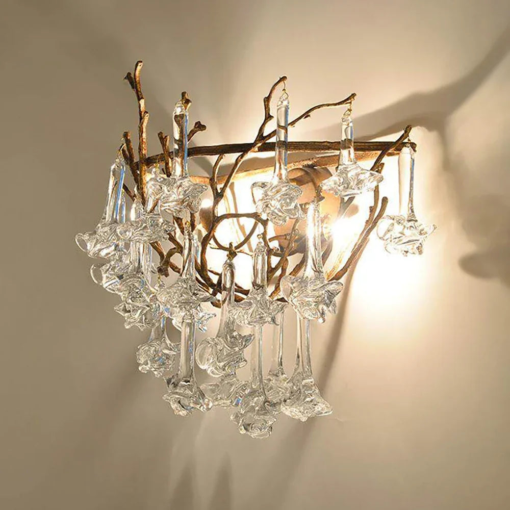 Vine-Patterned Glass Floral Wall Sconce – Glass detail 13