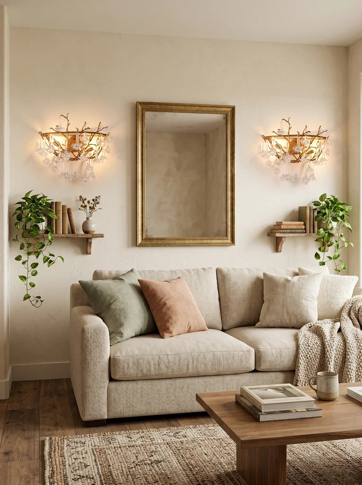 Vine-Patterned Glass Floral Wall Sconce – Glass detail 10