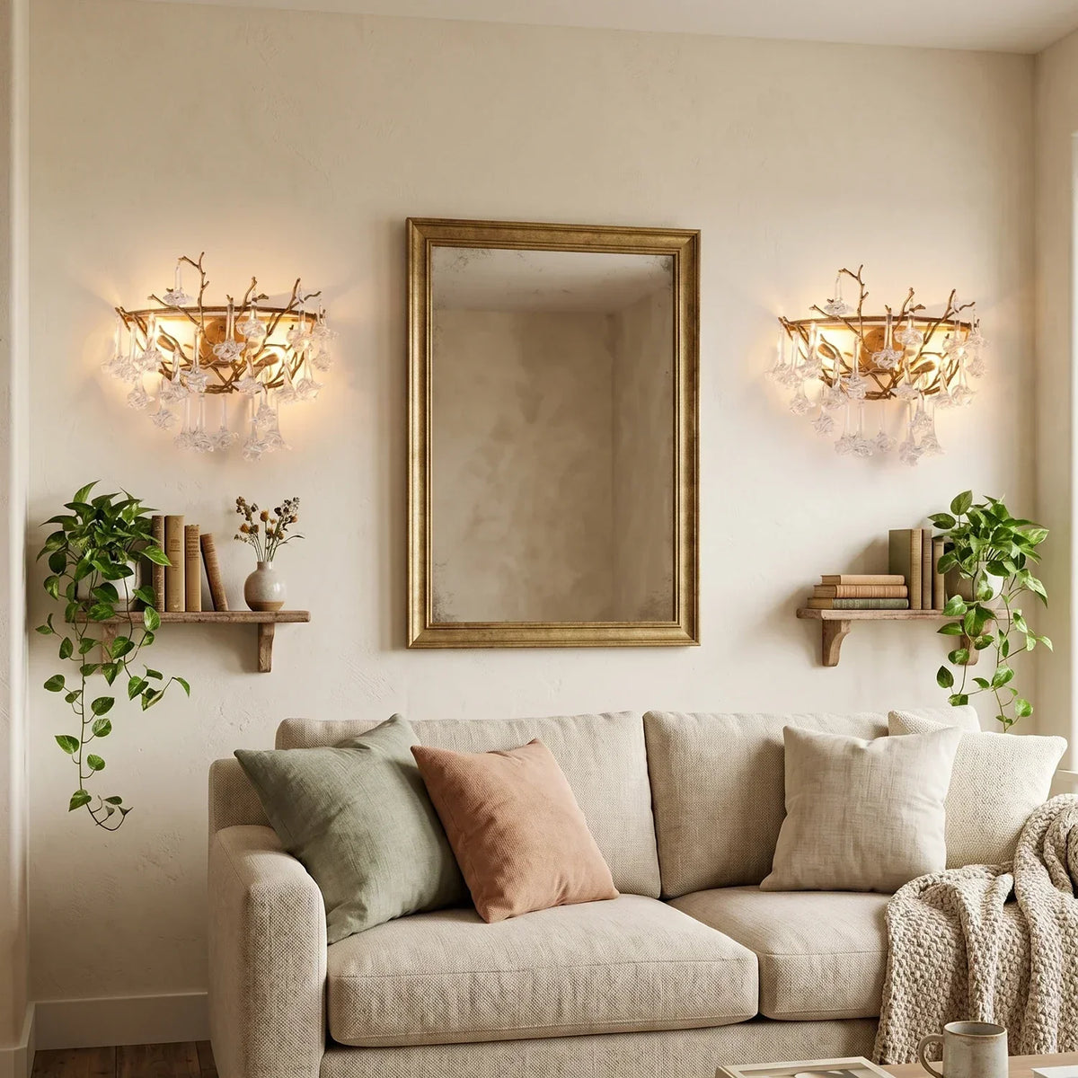 Vine-Patterned Glass Floral Wall Sconce – Glass detail 7