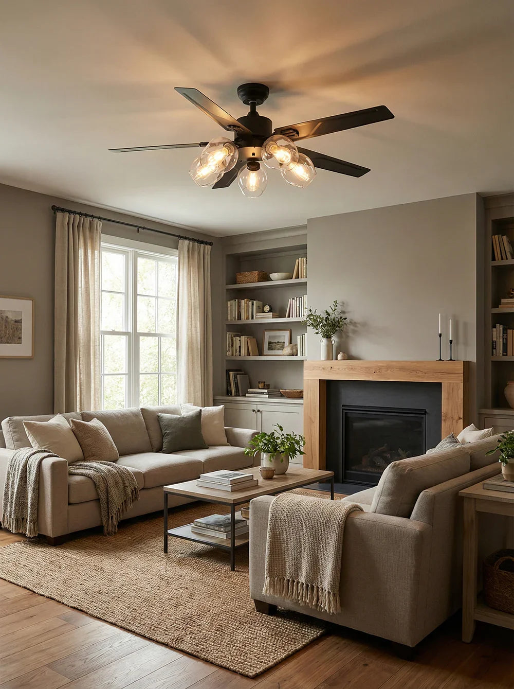 Vintage Industrial Style Glass Ceiling Fan Light – Glass detail 10