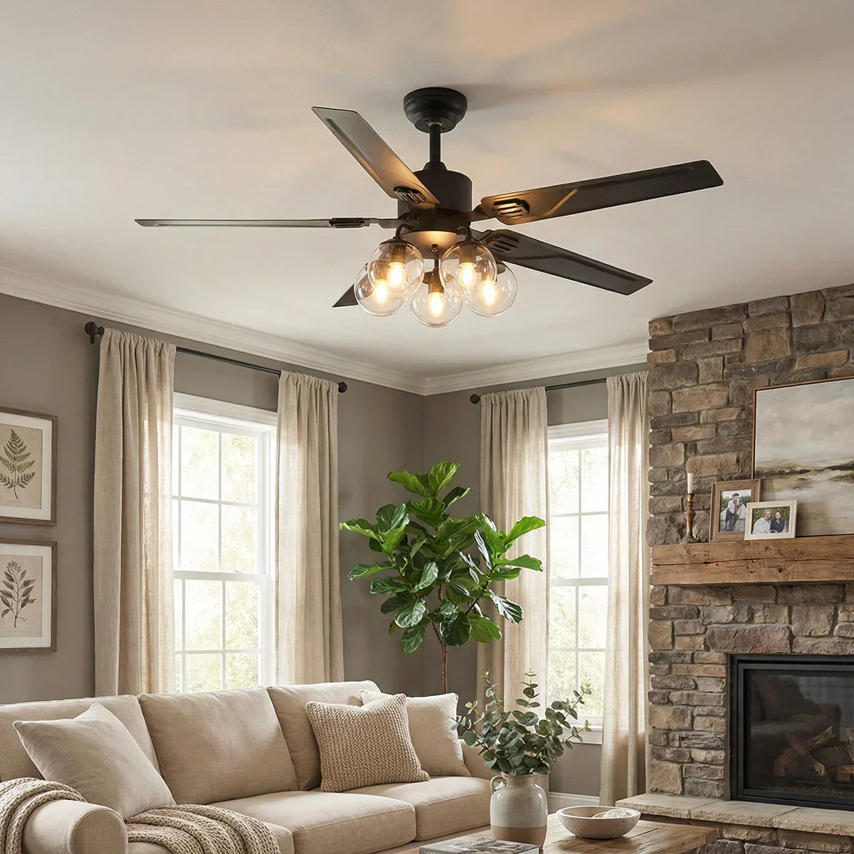 Vintage Industrial Style Glass Ceiling Fan Light – Glass detail 6