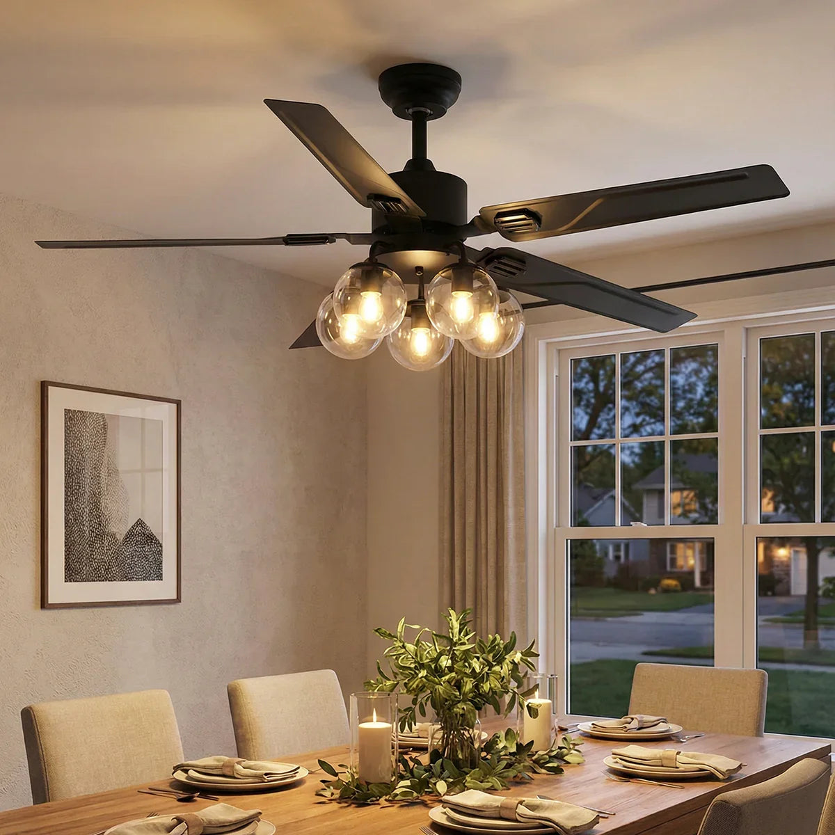 Vintage Industrial Style Glass Ceiling Fan Light – Glass detail 2