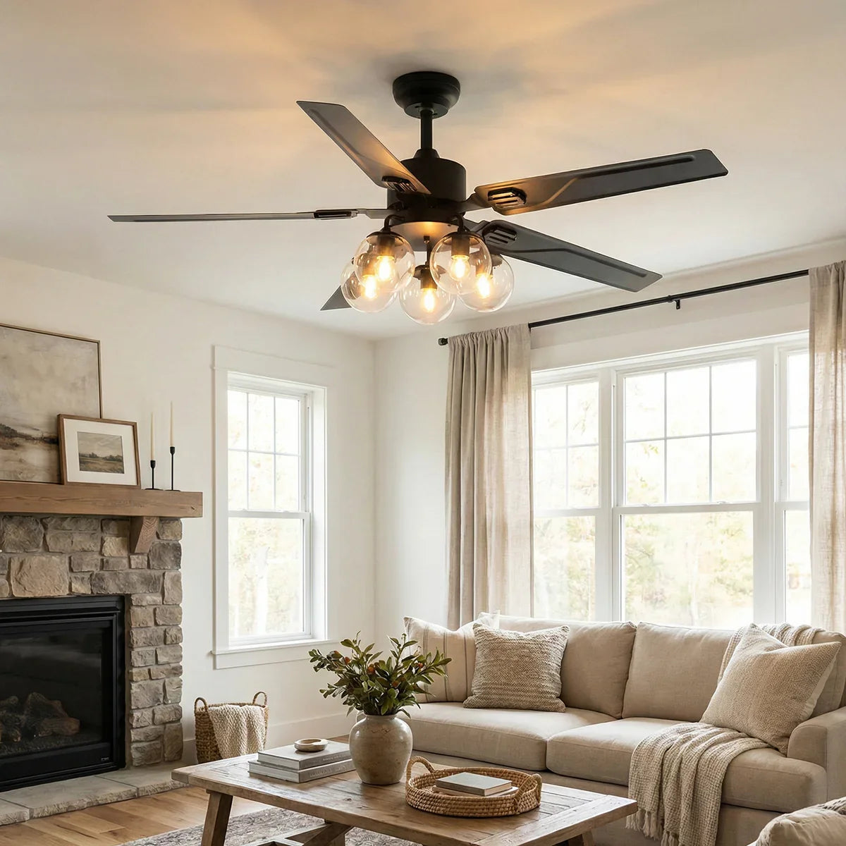 Vintage Industrial Style Glass Ceiling Fan Light – Glass detail 3