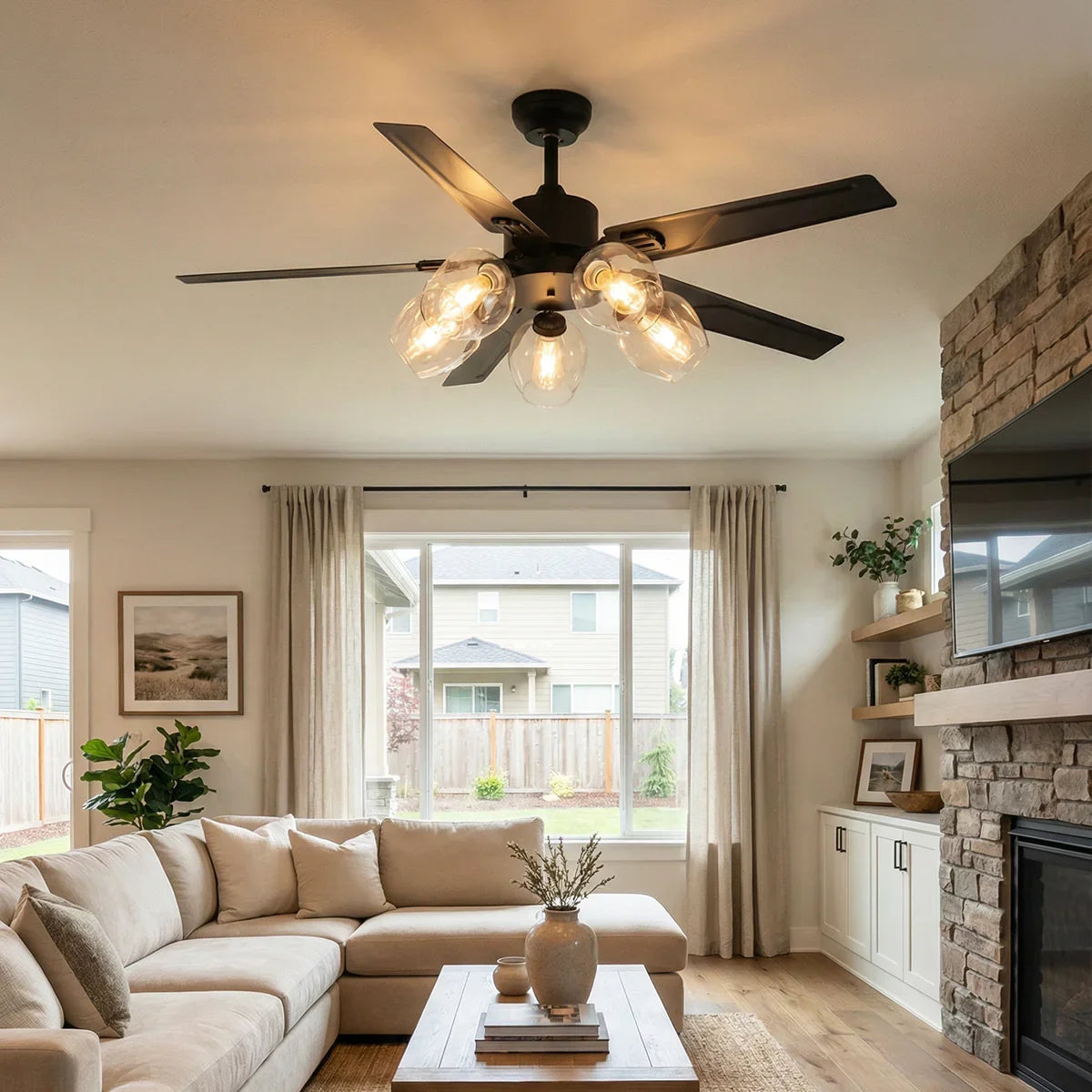 Vintage Industrial Style Glass Ceiling Fan Light – Glass detail 8