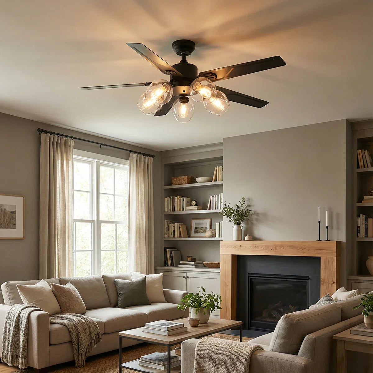 Vintage Industrial Style Glass Ceiling Fan Light – Glass detail 4