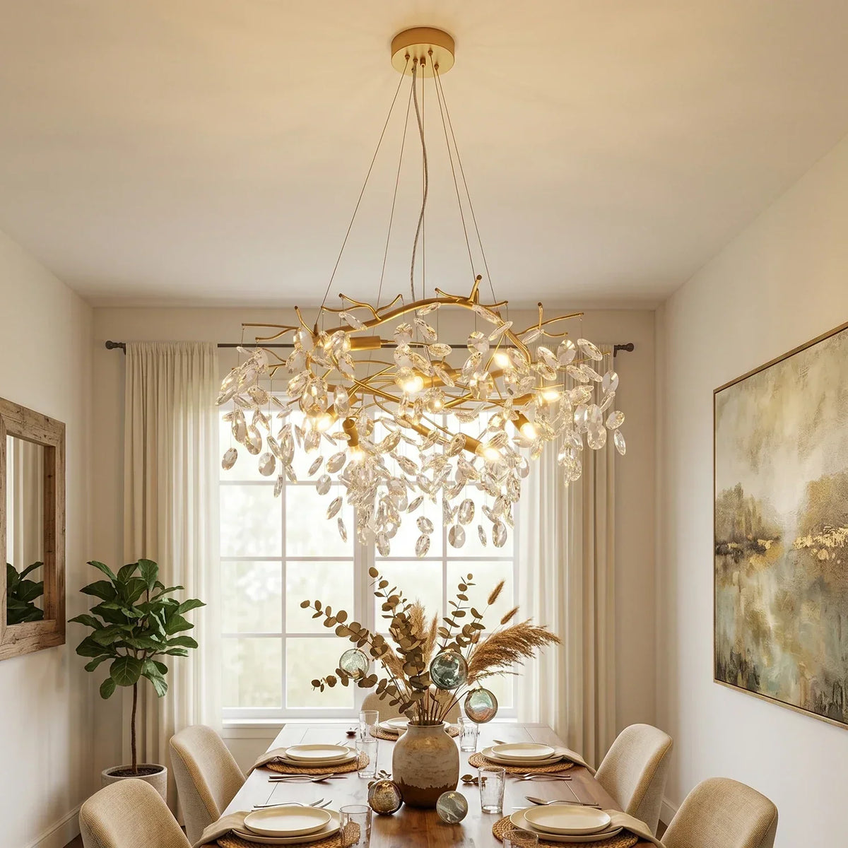 Crystal Teardrop Brass Chandelier – Crystal detail 6