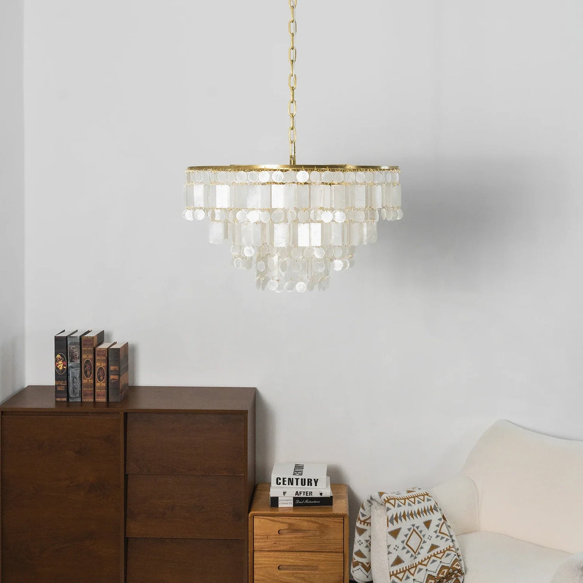 Waterfall Natural Shell Iron Chandelier – Iron detail 12