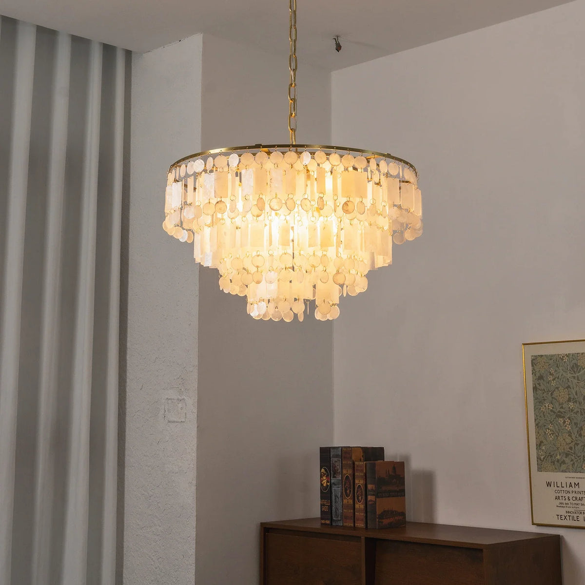 Waterfall Natural Shell Iron Chandelier – Iron detail 10