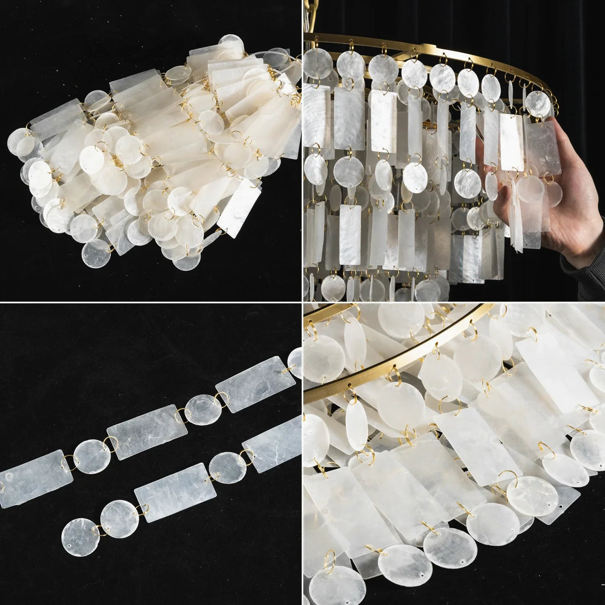 Waterfall Natural Shell Iron Chandelier – Iron detail 20