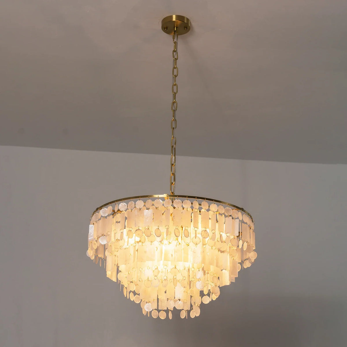 Waterfall Natural Shell Iron Chandelier – Iron detail 22