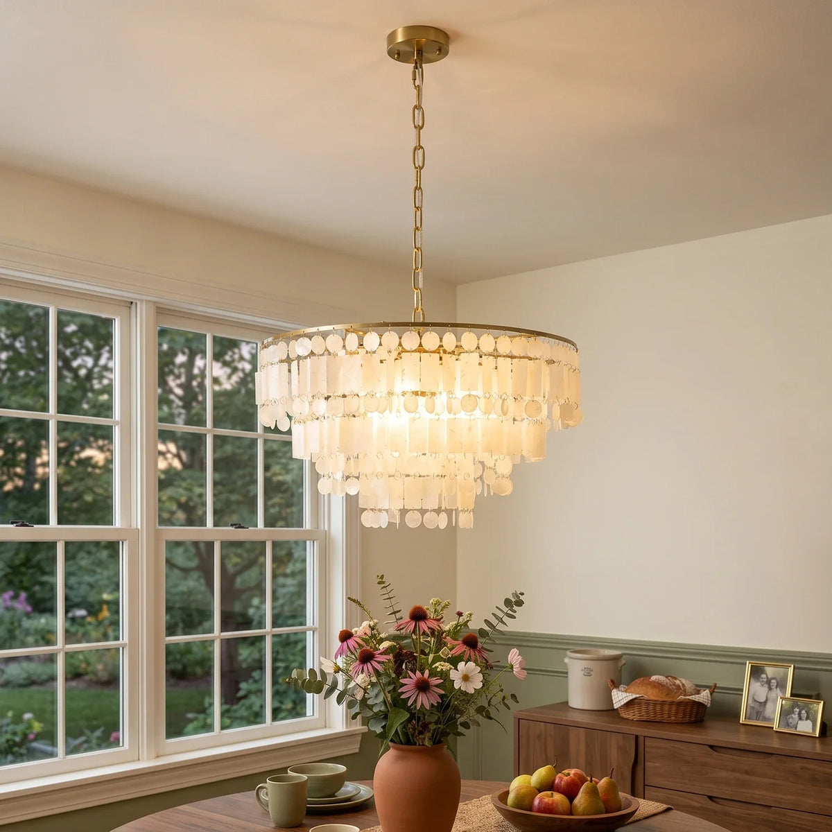 Waterfall Natural Shell Iron Chandelier – Iron detail 3