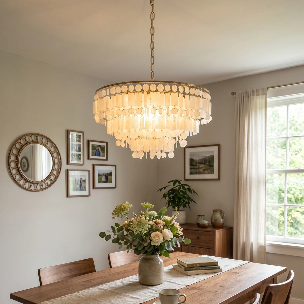 Waterfall Natural Shell Iron Chandelier – Iron detail 4