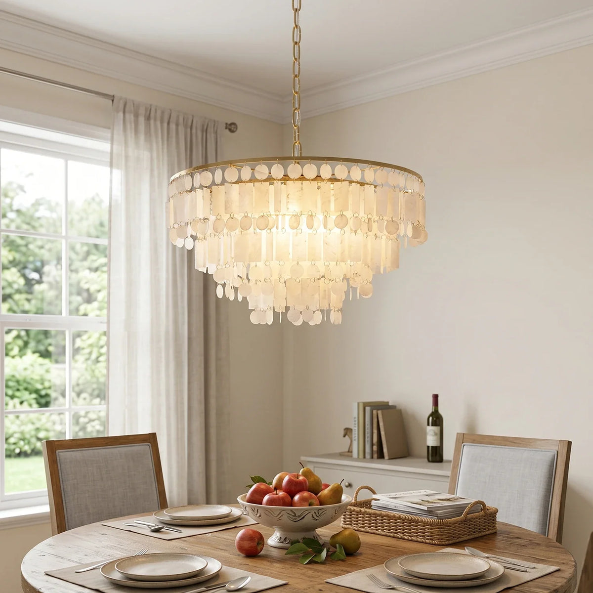 Waterfall Natural Shell Iron Chandelier – Iron detail 5