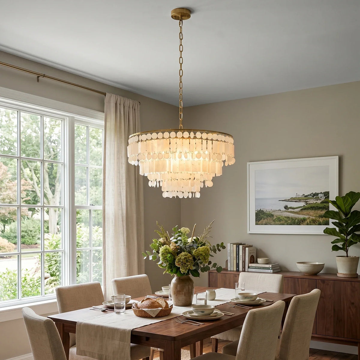 Waterfall Natural Shell Iron Chandelier – Iron detail 2