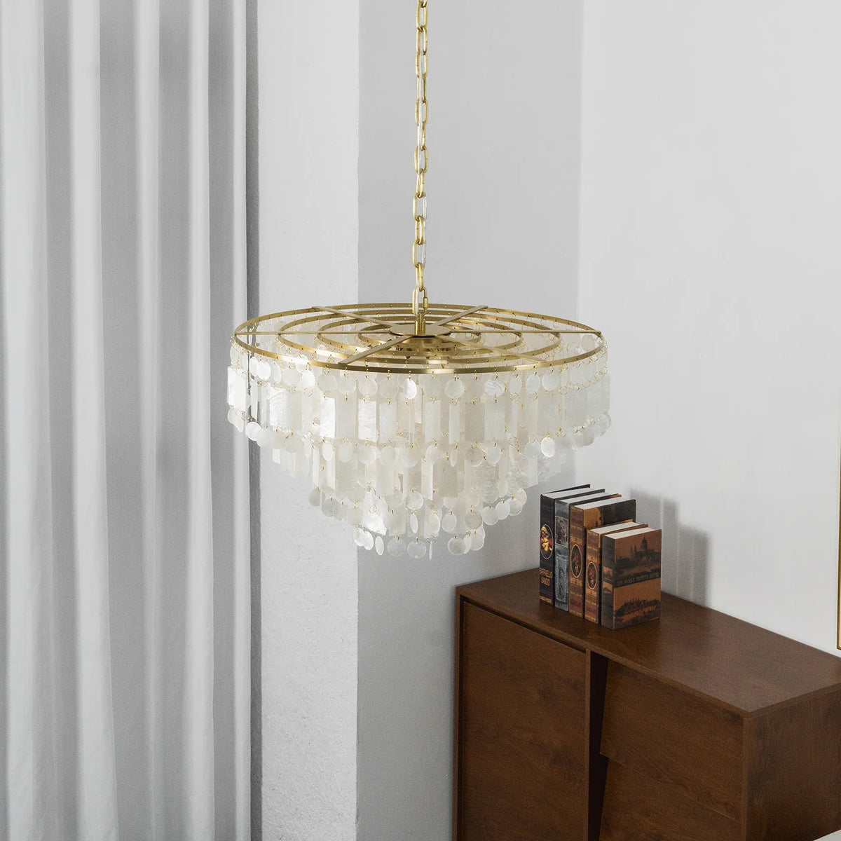Waterfall Natural Shell Iron Chandelier – Iron detail 14