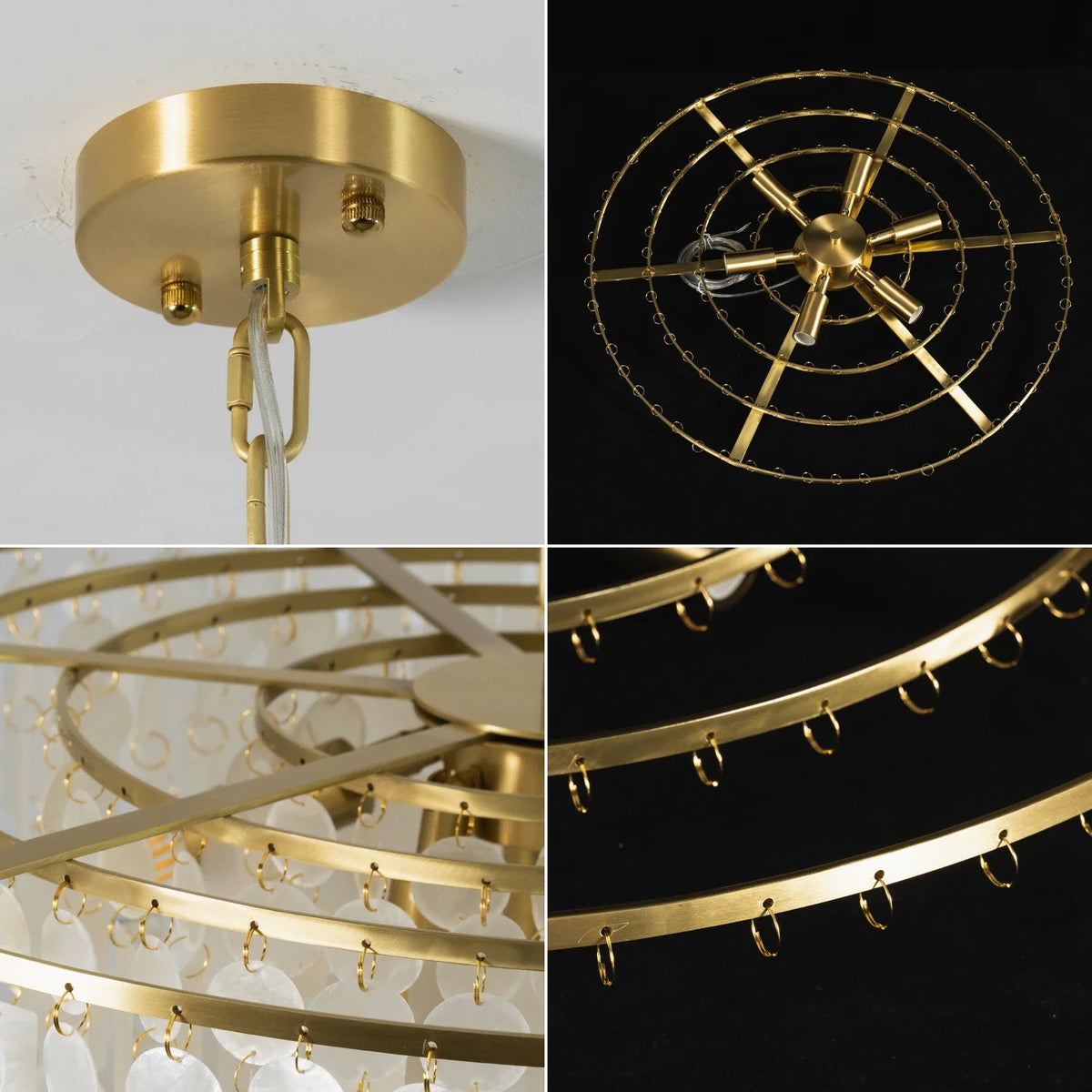 Waterfall Natural Shell Iron Chandelier – Iron detail 18