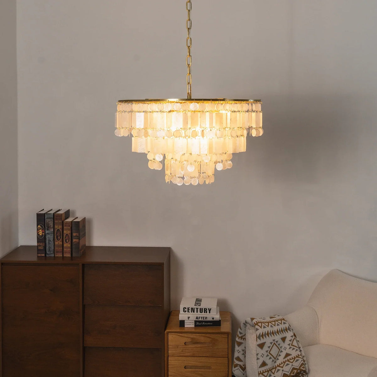 Waterfall Natural Shell Iron Chandelier – Iron detail 8