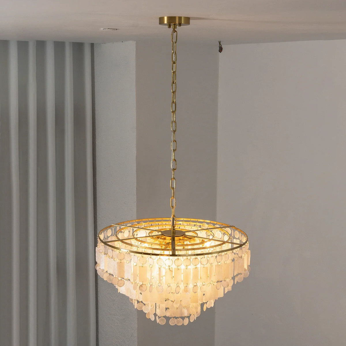 Waterfall Natural Shell Iron Chandelier – Iron detail 25