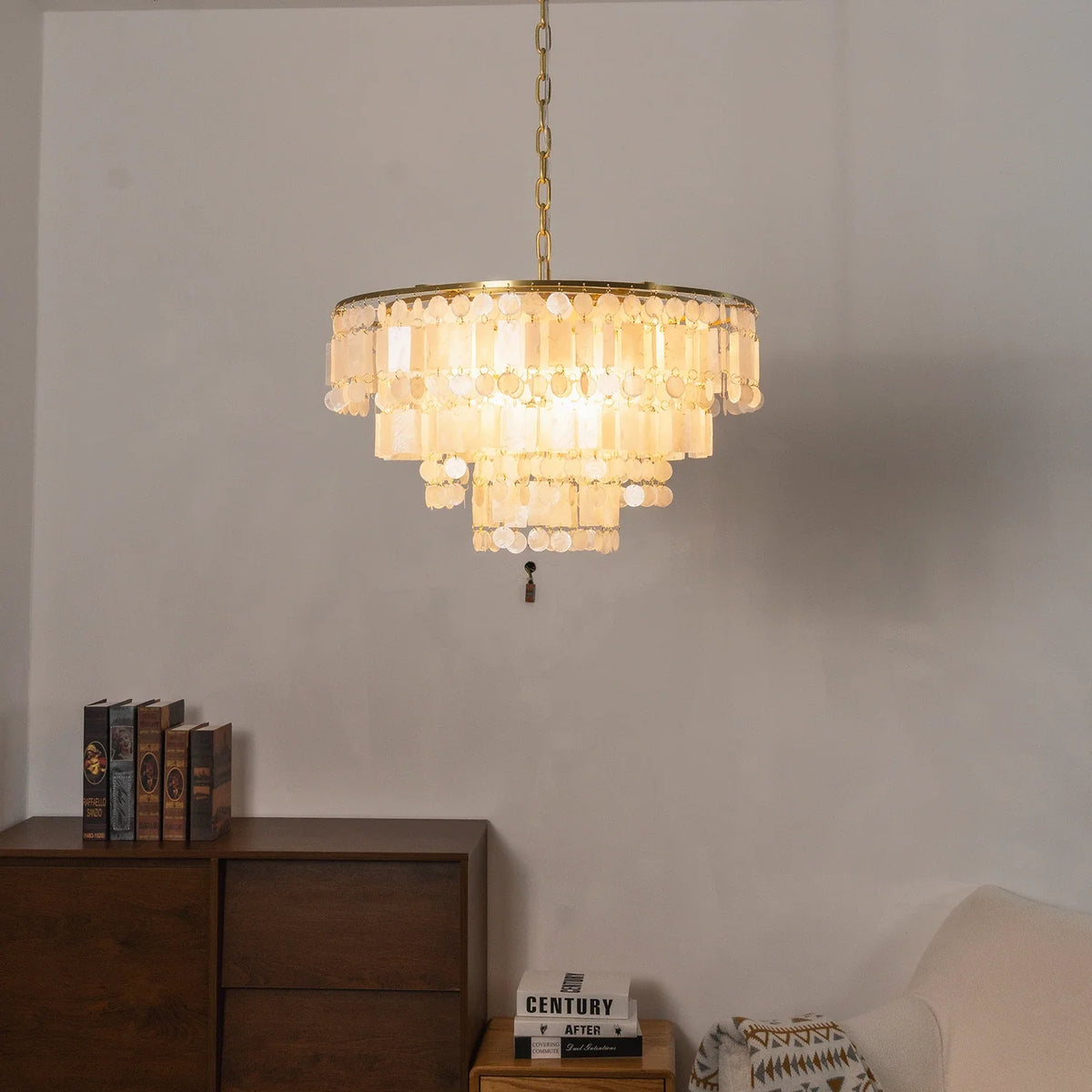 Waterfall Natural Shell Iron Chandelier – Iron detail 9