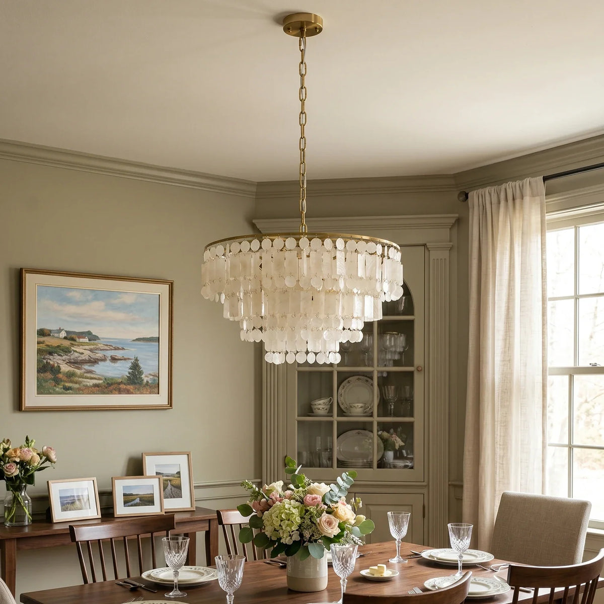 Waterfall Natural Shell Iron Chandelier – Iron detail 6