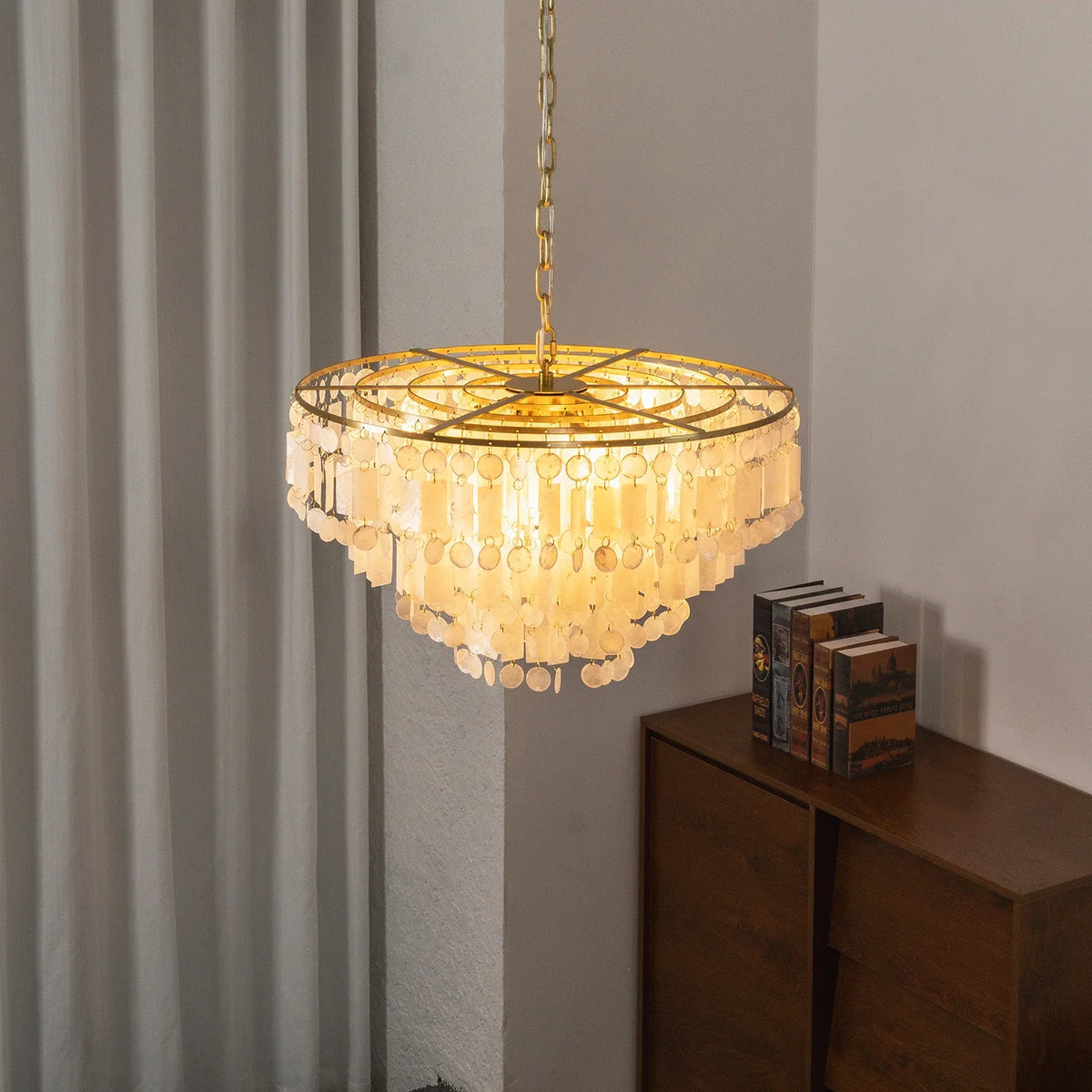 Waterfall Natural Shell Iron Chandelier – Iron detail 11