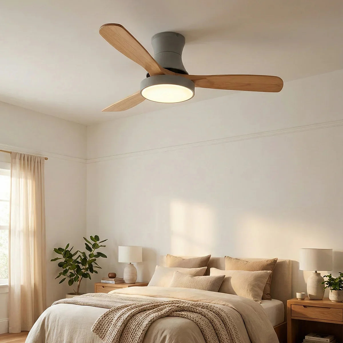 Wooden Three Blade Ceiling Fan Lights Copper – Copper detail 6