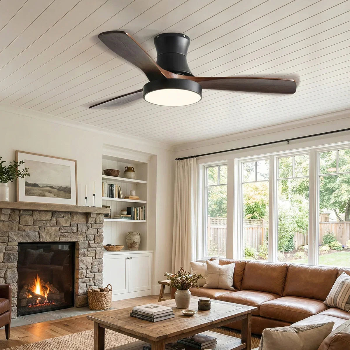 Wooden Three Blade Ceiling Fan Lights Copper – Copper detail 4