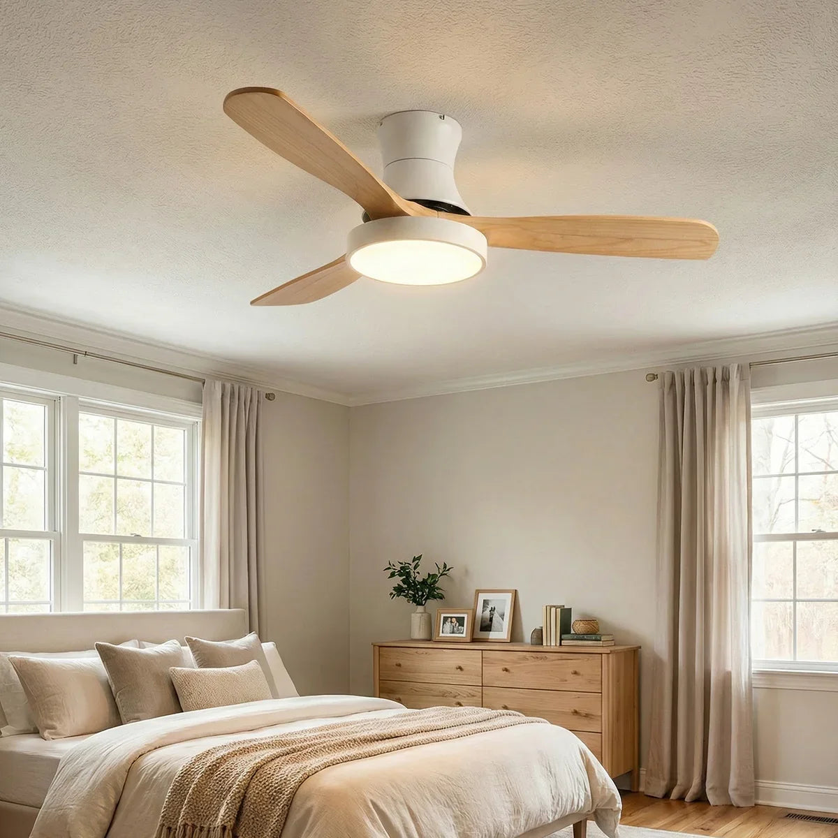 Wooden Three Blade Ceiling Fan Lights Copper – Copper detail 8