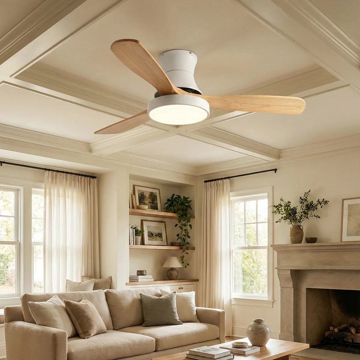 Wooden Three Blade Ceiling Fan Lights Copper – Copper detail 10