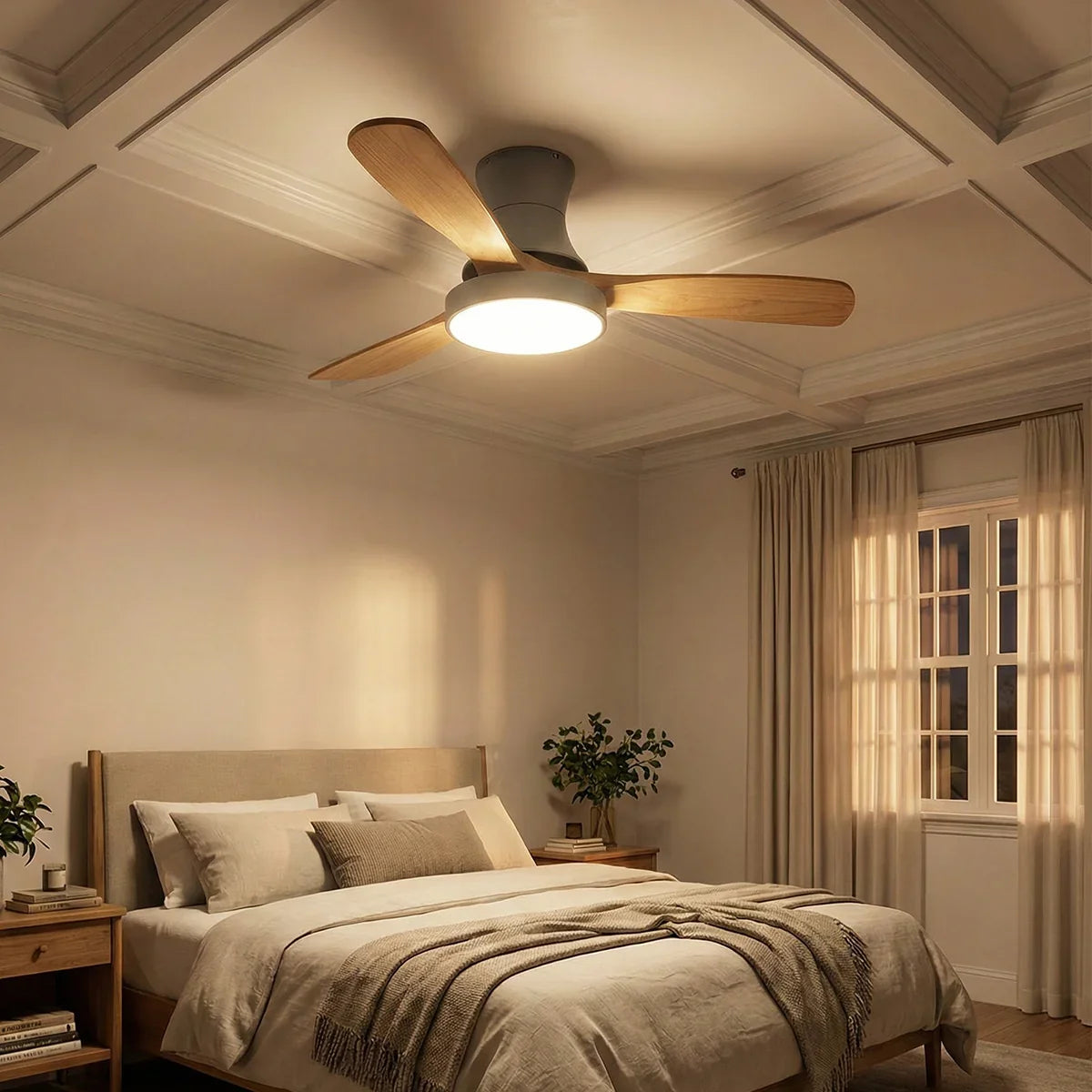 Wooden Three Blade Ceiling Fan Lights Copper – Copper detail 5
