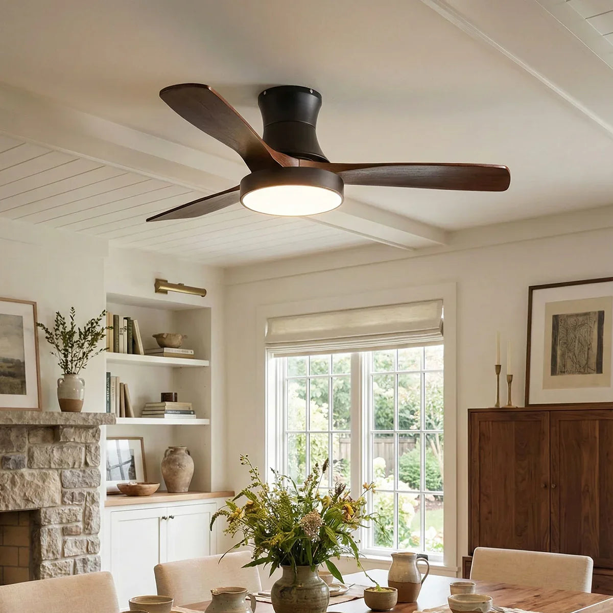 Wooden Three Blade Ceiling Fan Lights Copper – Copper detail 2