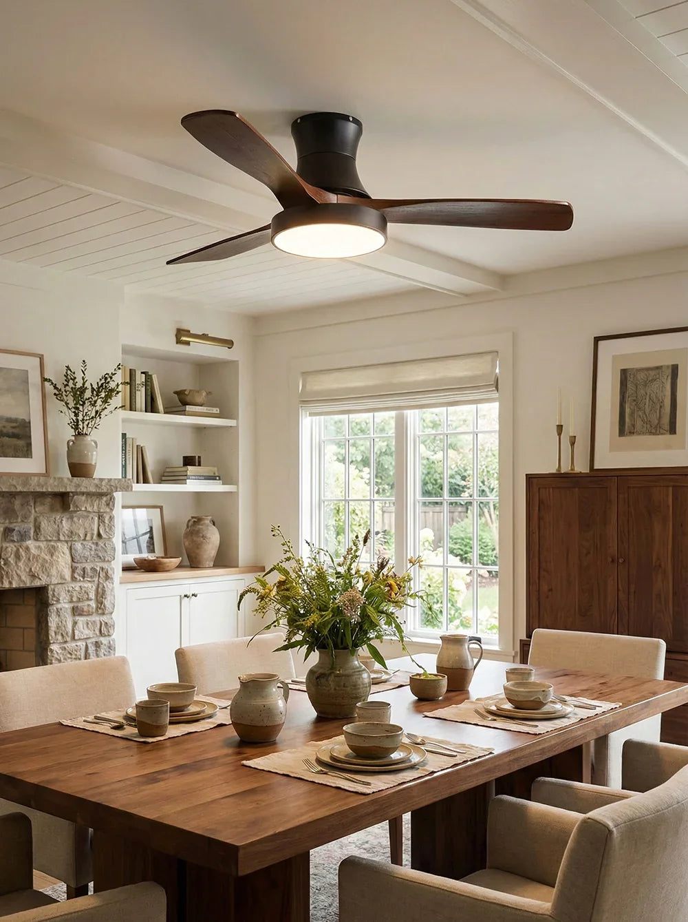 Wooden Three Blade Ceiling Fan Lights Copper – Copper detail 12
