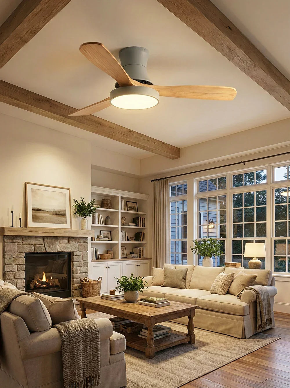 Wooden Three Blade Ceiling Fan Lights Copper – Copper detail 14