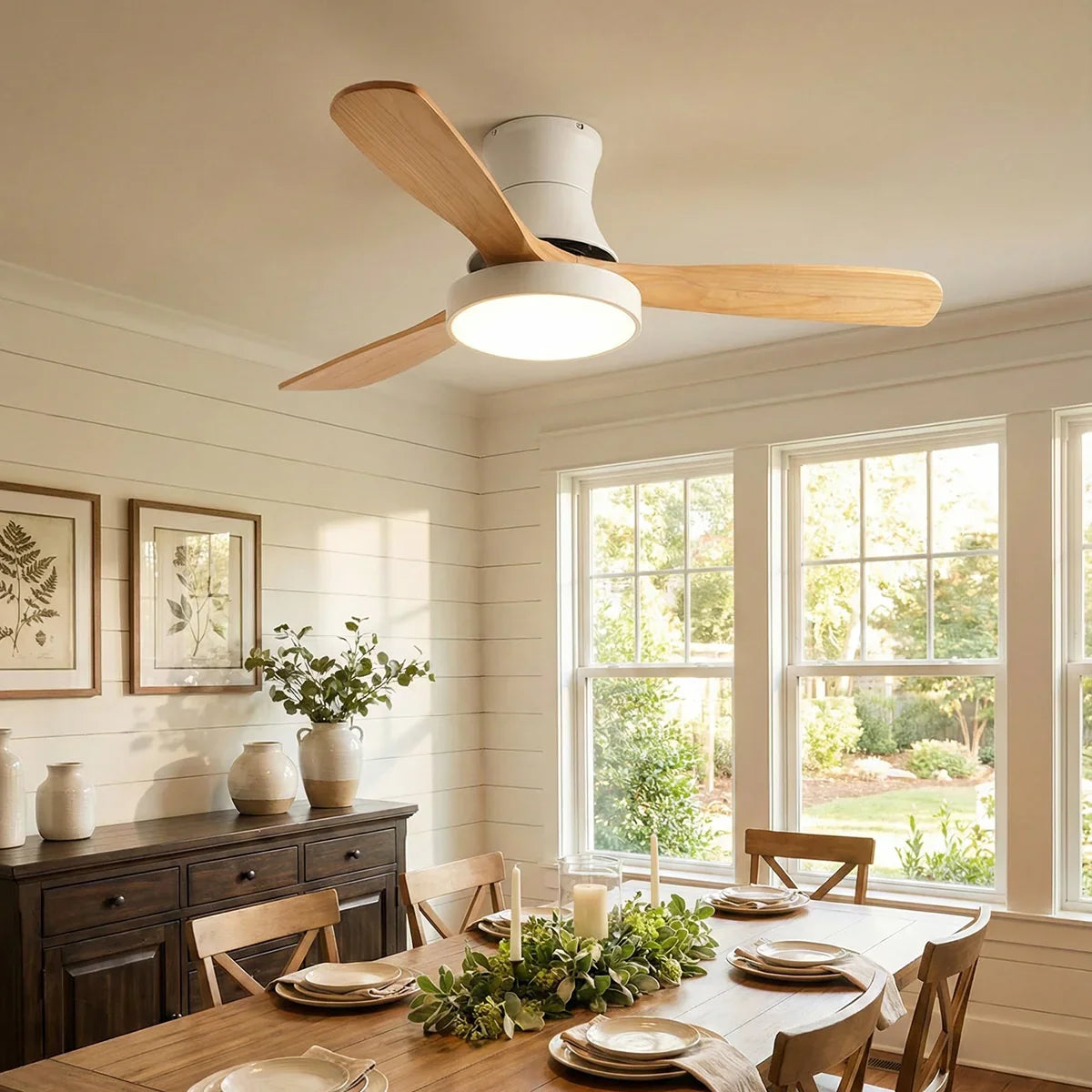 Wooden Three Blade Ceiling Fan Lights Copper – Copper detail 7