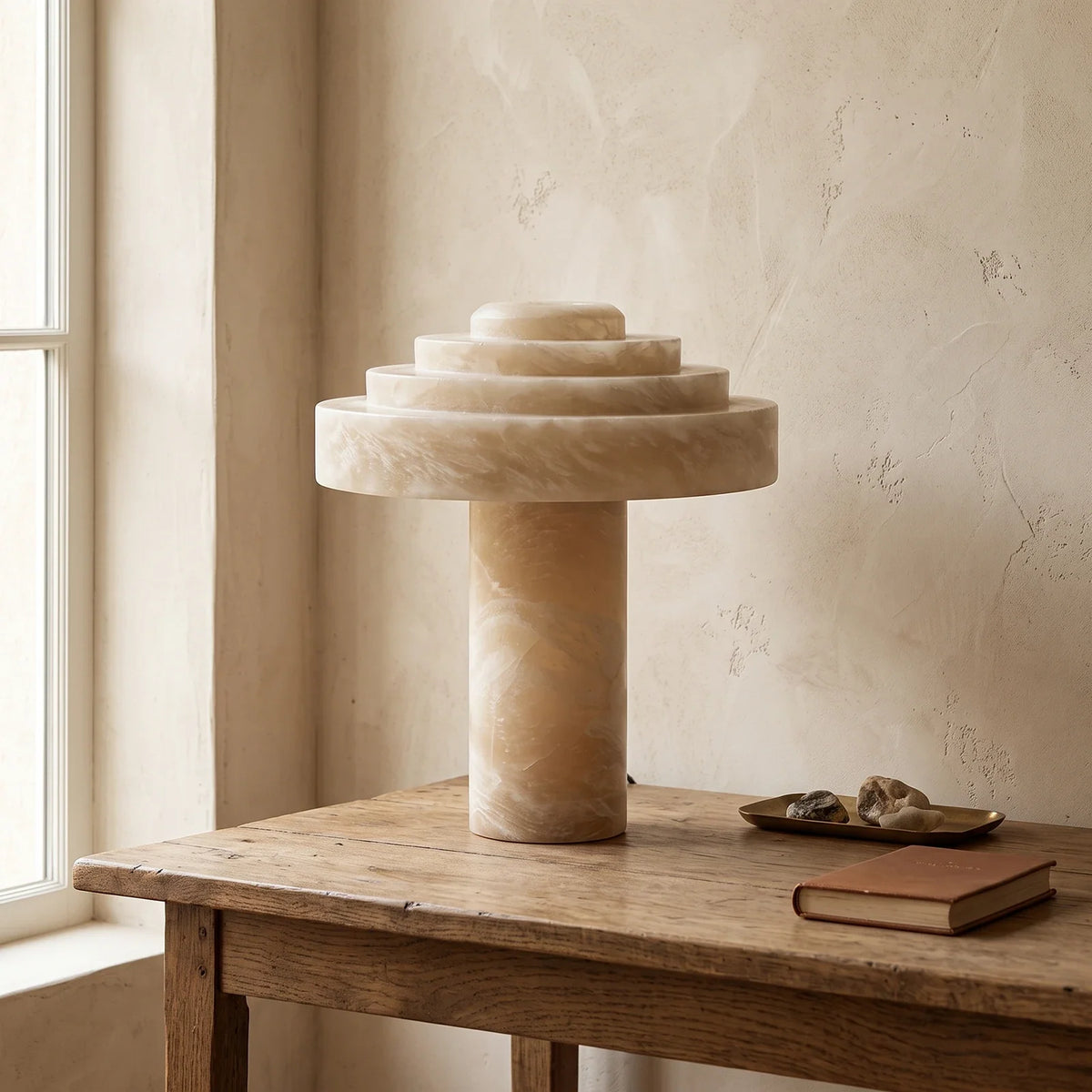 Ziggara Tiered Alabaster Table Lamp – Alabaster detail 10