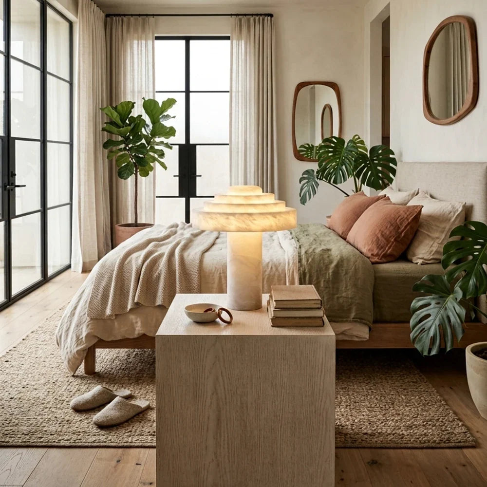 Ziggara Tiered Alabaster Table Lamp – Alabaster detail 7