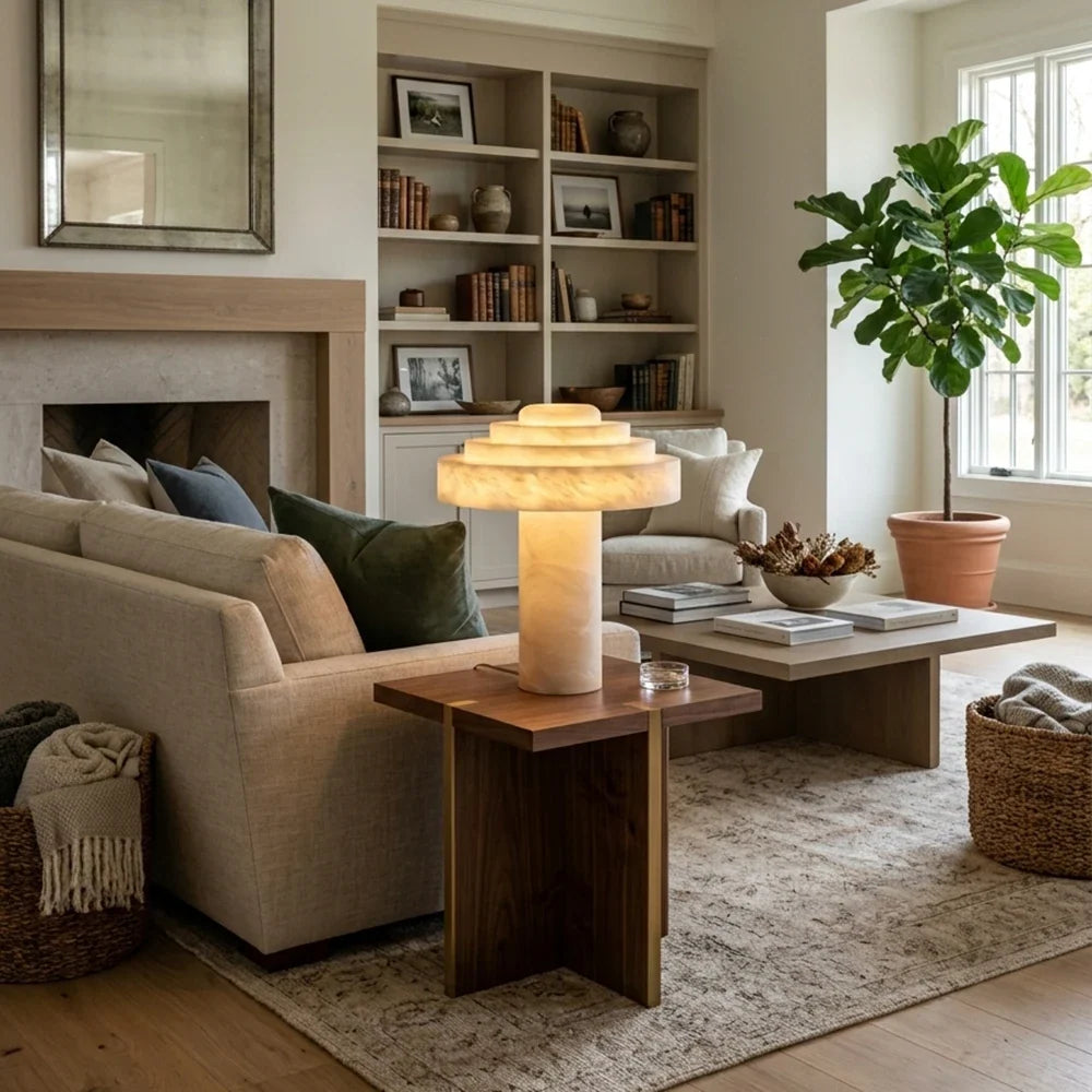 Ziggara Tiered Alabaster Table Lamp – Alabaster detail 8